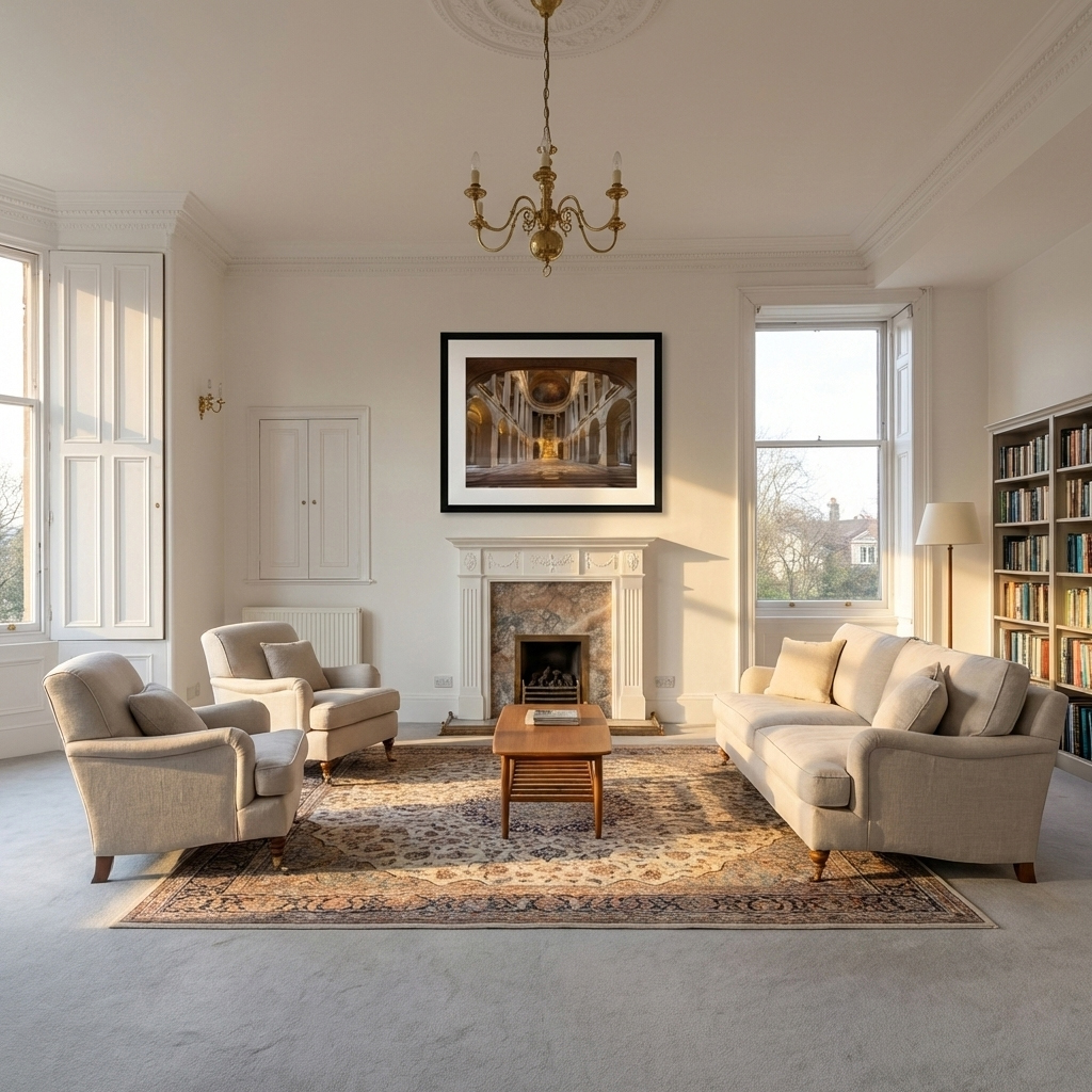 Inspirational view of framed print of limited edition photograph of Royal chapel
